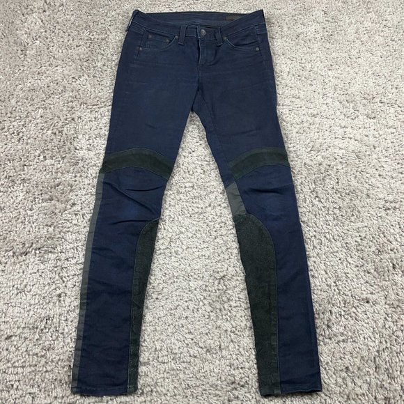 Rag & Bone Riding Jodhpurs Jeans Womens Sz 25 (27x29) Midnight Wash Lamb Leather - Picture 2 of 15